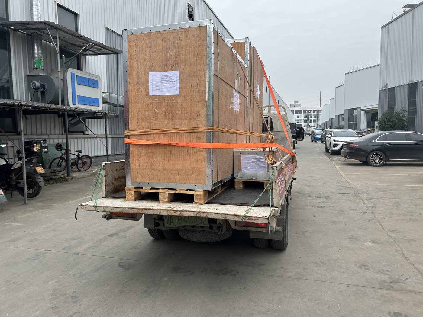 Strapped down for the run to the port